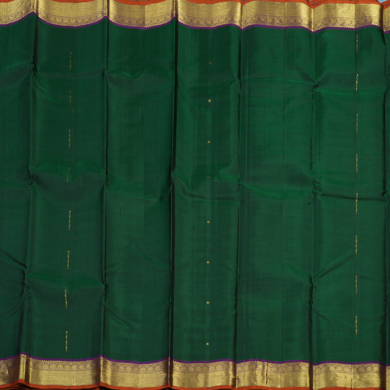 Hayagrivas Handloom Bottle Green Kanjivaram Silk Saree with Purple Border KBE2240B3-1