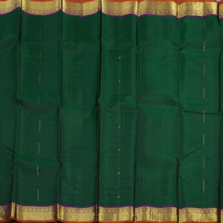 Hayagrivas Handloom Bottle Green Kanjivaram Silk Saree with Purple Border KBE2240B3-1