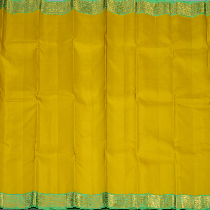 Hayagrivas Handloom Lime Yellow Kanjivaram Silk Saree with Parrot Green Border KBE2243B2-1