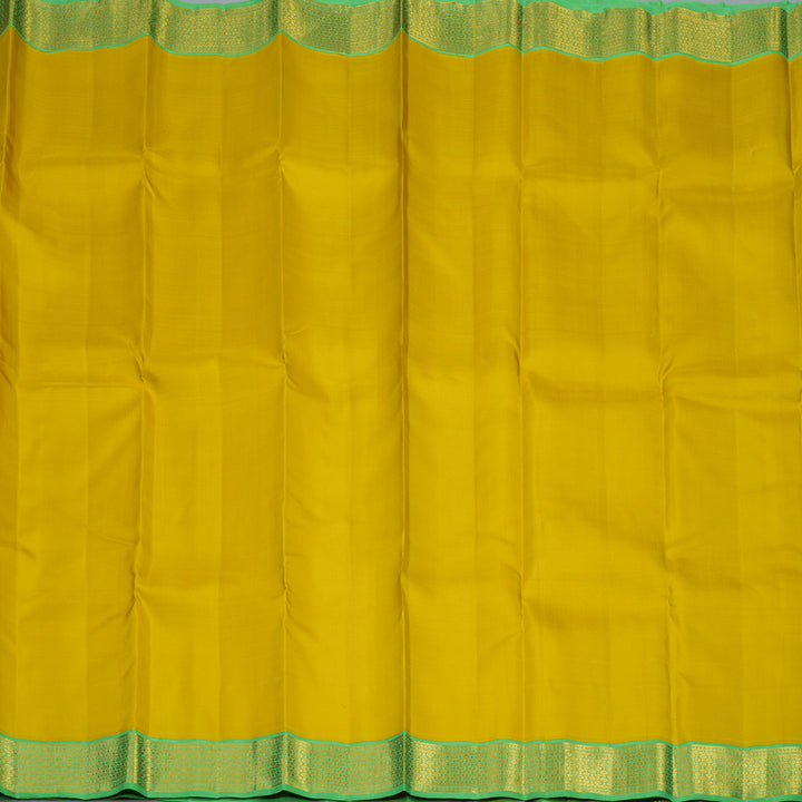 Hayagrivas Handloom Lime Yellow Kanjivaram Silk Saree with Parrot Green Border KBE2243B2-1