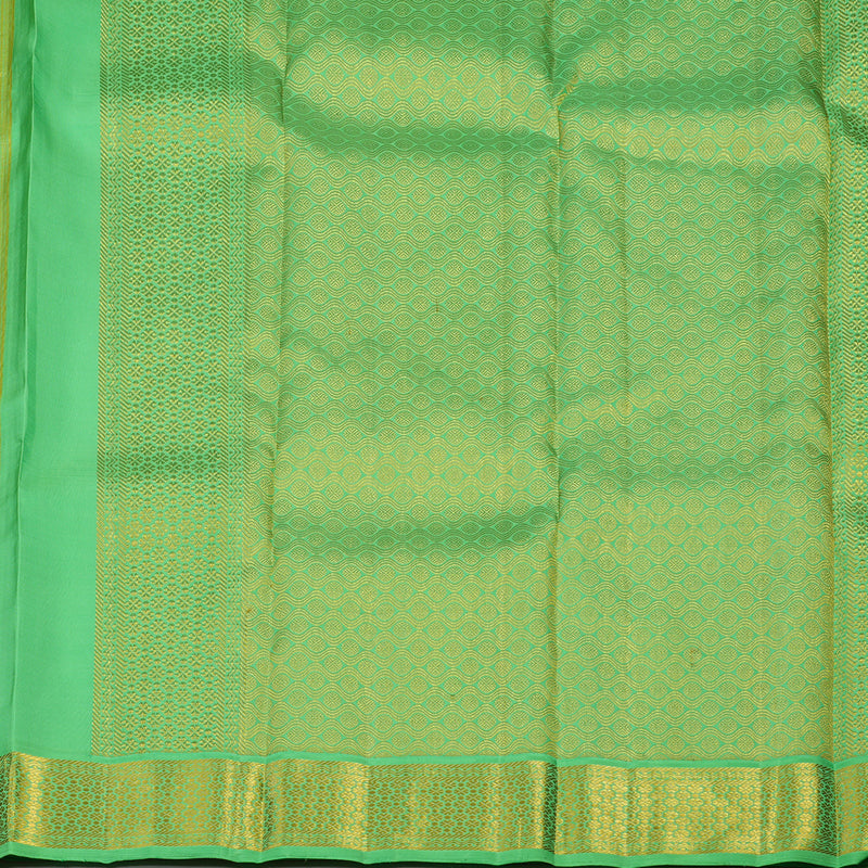 Hayagrivas Handloom Lime Yellow Kanjivaram Silk Saree with Parrot Green Border KBE2243B2-1