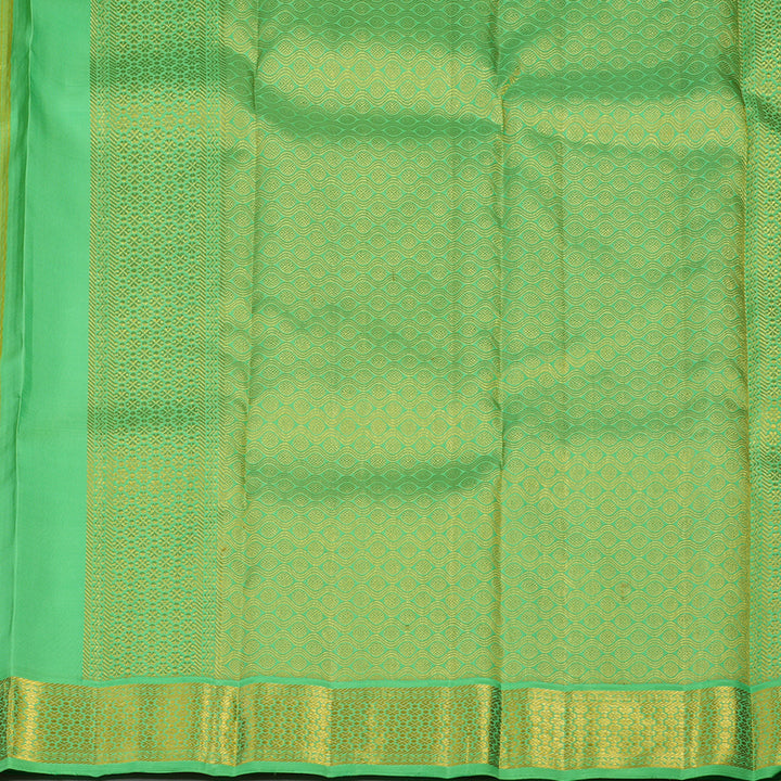 Hayagrivas Handloom Lime Yellow Kanjivaram Silk Saree with Parrot Green Border KBE2243B2-1