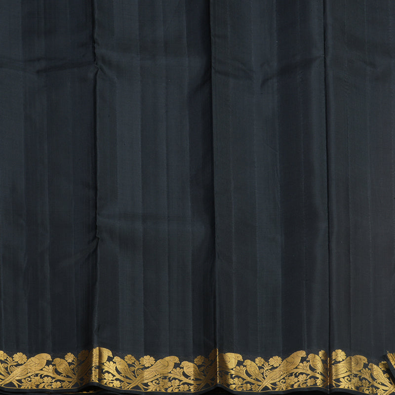 Hayagrivas Handloom Mambazham Orange Kanjivaram Silk Saree with Black Border KBE2244B3-1