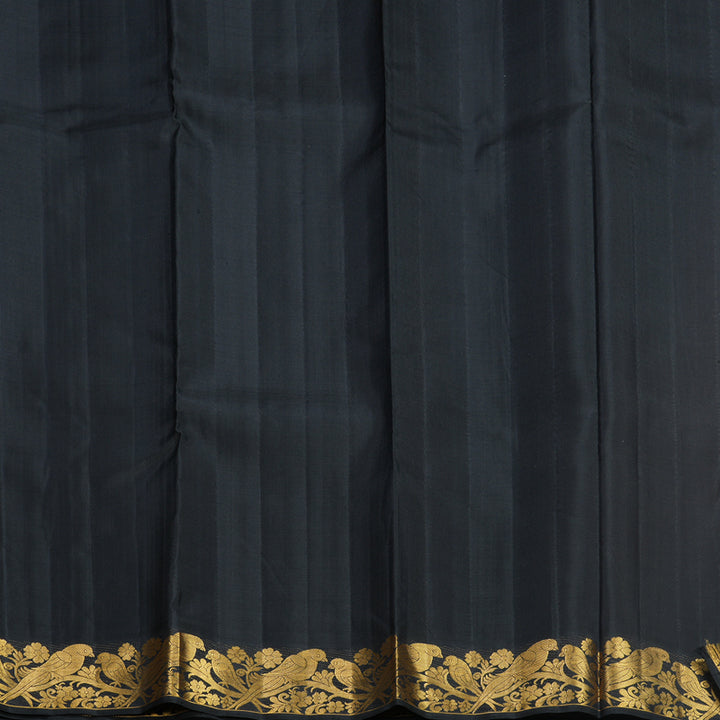 Hayagrivas Handloom Mambazham Orange Kanjivaram Silk Saree with Black Border KBE2244B3-1