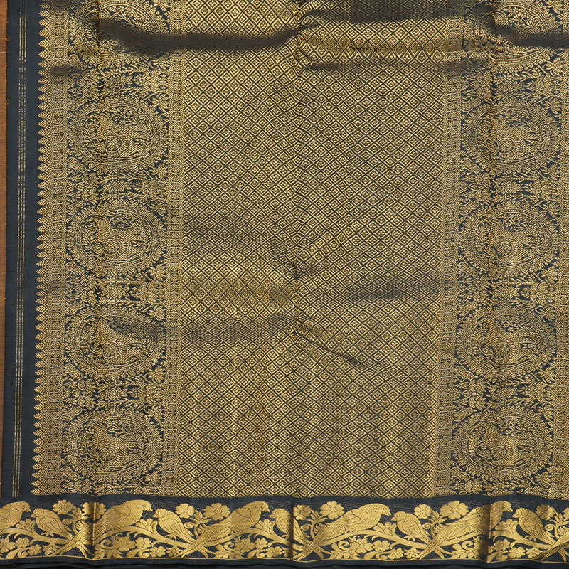 Hayagrivas Handloom Mambazham Orange Kanjivaram Silk Saree with Black Border KBE2244B3-1