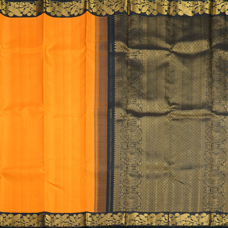 Hayagrivas Handloom Mambazham Orange Kanjivaram Silk Saree with Black Border KBE2244B3-1