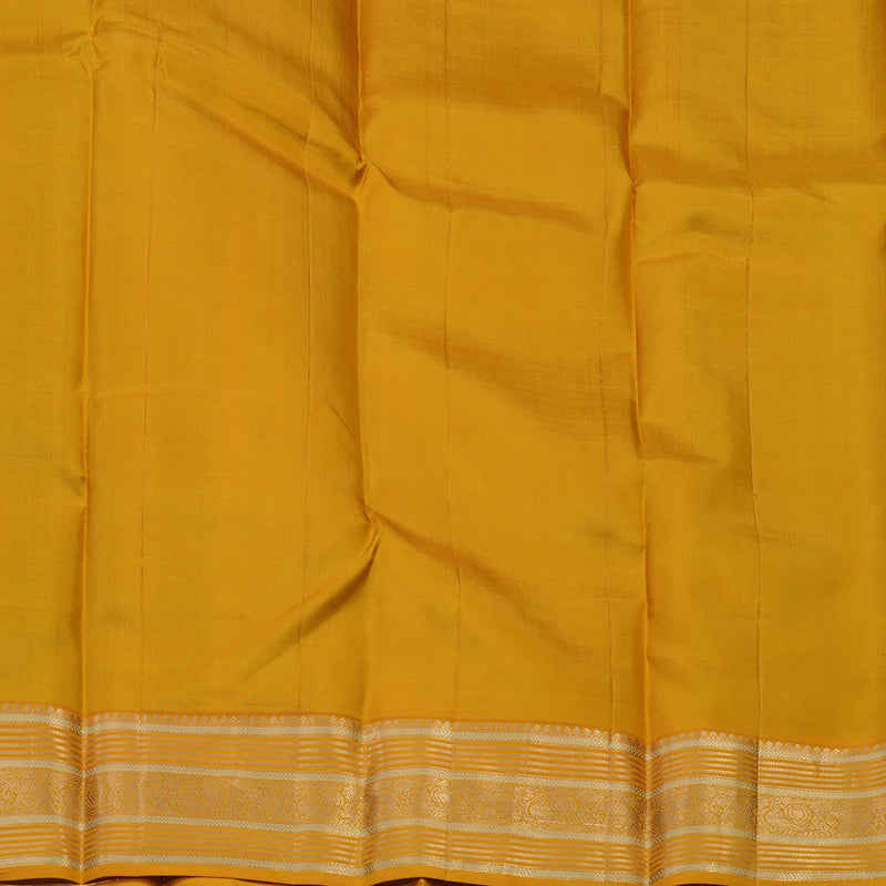 Hayagrivas Handloom Blue-Green Kanjivaram Silk Saree with Mustard Border KBE2246B1-40