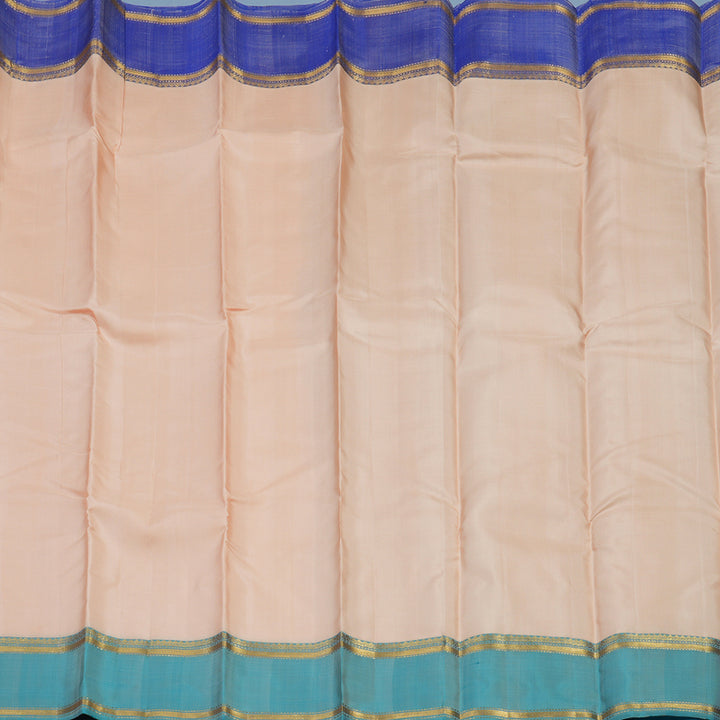 Hayagrivas Handloom Mild Peach Kanjivaram Silk Saree with Ganga Jamuna Border KBE2246B8-1