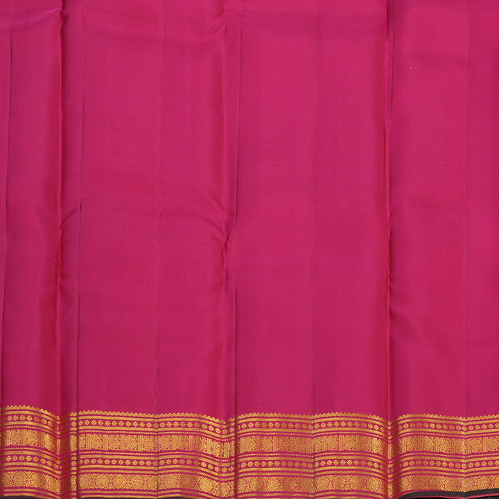 Hayagrivas Handloom Emerald Green Kanjivaram Silk Saree with Rani Pink Border KBE2247B14-3