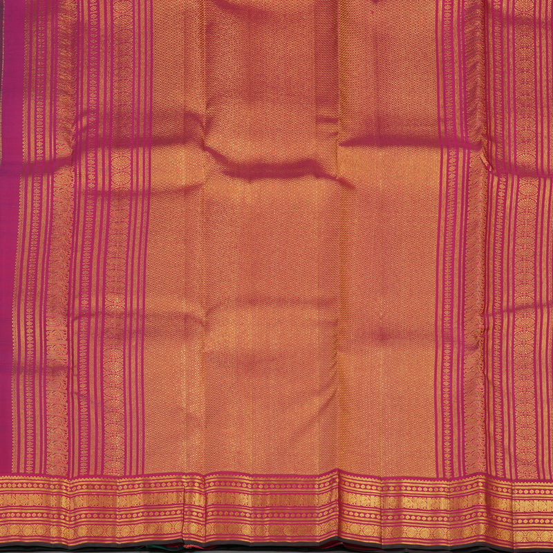 Hayagrivas Handloom Emerald Green Kanjivaram Silk Saree with Rani Pink Border KBE2247B14-3