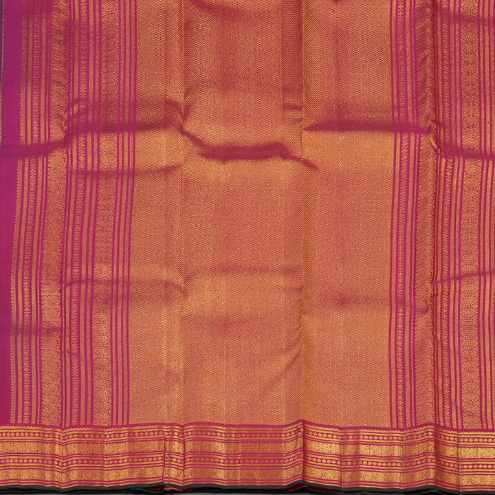 Hayagrivas Handloom Emerald Green Kanjivaram Silk Saree with Rani Pink Border KBE2247B14-3