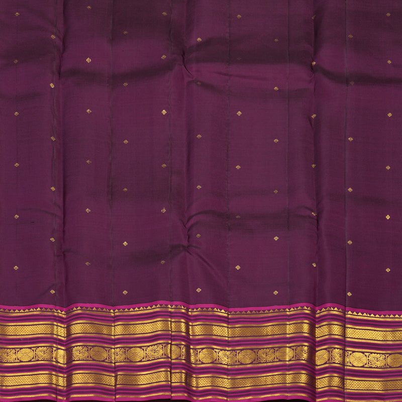 Hayagrivas Handloom Orange & Yellow Muted Checks Kanjivaram Silk Saree KBE2247B16-3