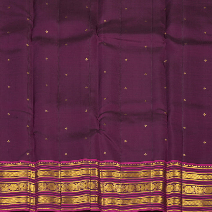 Hayagrivas Handloom Orange & Yellow Muted Checks Kanjivaram Silk Saree KBE2247B16-3