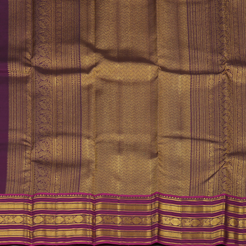 Hayagrivas Handloom Orange & Yellow Muted Checks Kanjivaram Silk Saree KBE2247B16-3