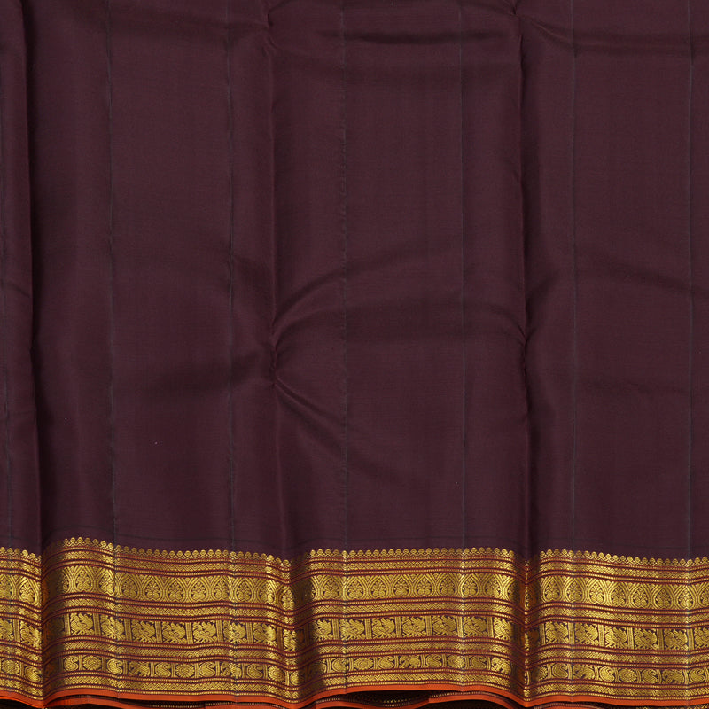 Hayagrivas Handloom Dark Green Kanjivaram Silk Saree with Kanchana Brown Border KBE2247B17-1