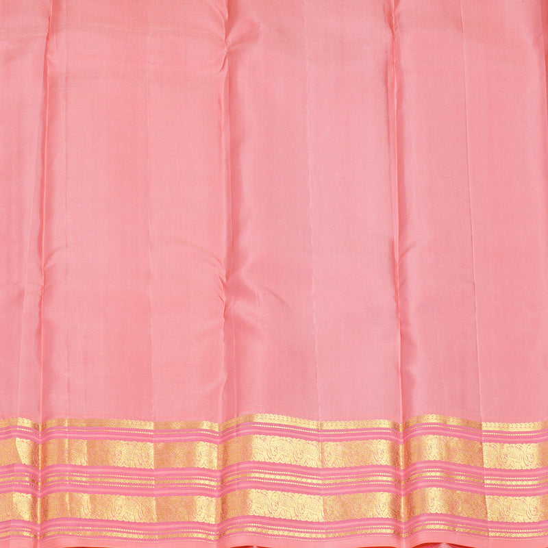 Hayagrivas Handloom Pastel Green Kanjivaram Silk Saree with Peach Pink Border KBE2247B17-2