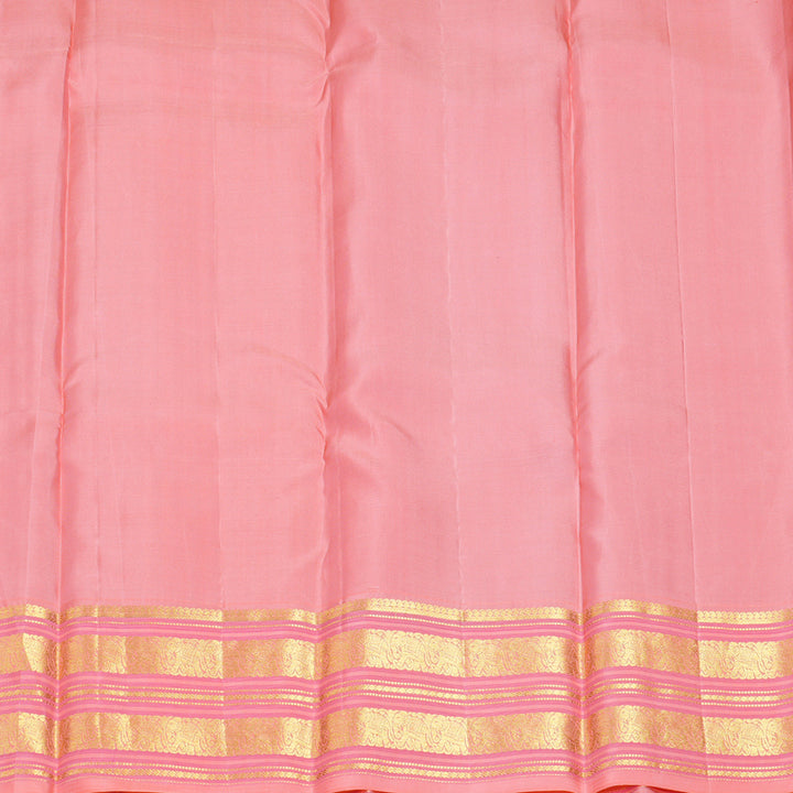 Hayagrivas Handloom Pastel Green Kanjivaram Silk Saree with Peach Pink Border KBE2247B17-2