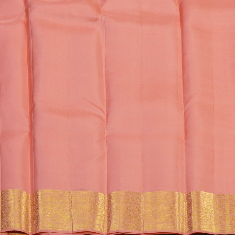 Hayagrivas Handloom Red Kanjivaram Silk Saree with Peach Pink Border KBE2247B24-1