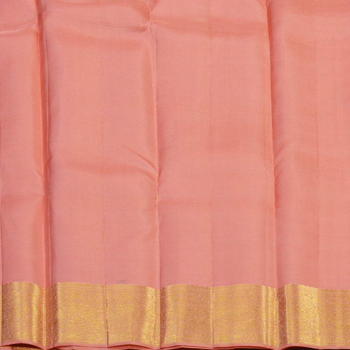 Hayagrivas Handloom Red Kanjivaram Silk Saree with Peach Pink Border KBE2247B24-1