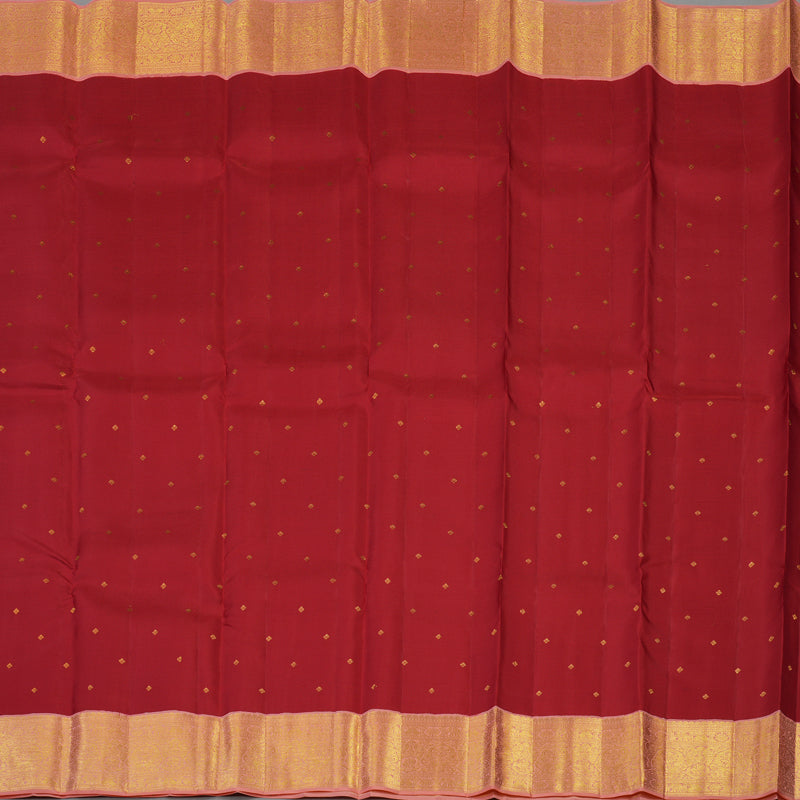 Hayagrivas Handloom Red Kanjivaram Silk Saree with Peach Pink Border KBE2247B24-1