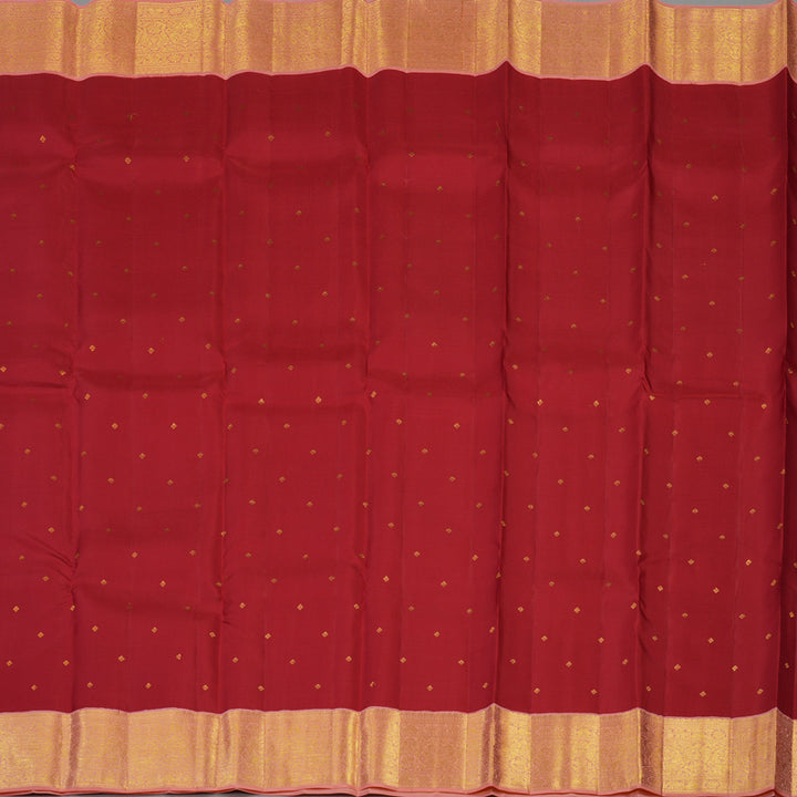 Hayagrivas Handloom Red Kanjivaram Silk Saree with Peach Pink Border KBE2247B24-1