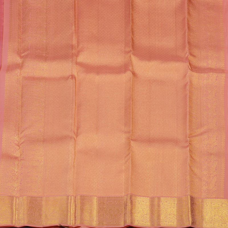 Hayagrivas Handloom Red Kanjivaram Silk Saree with Peach Pink Border KBE2247B24-1