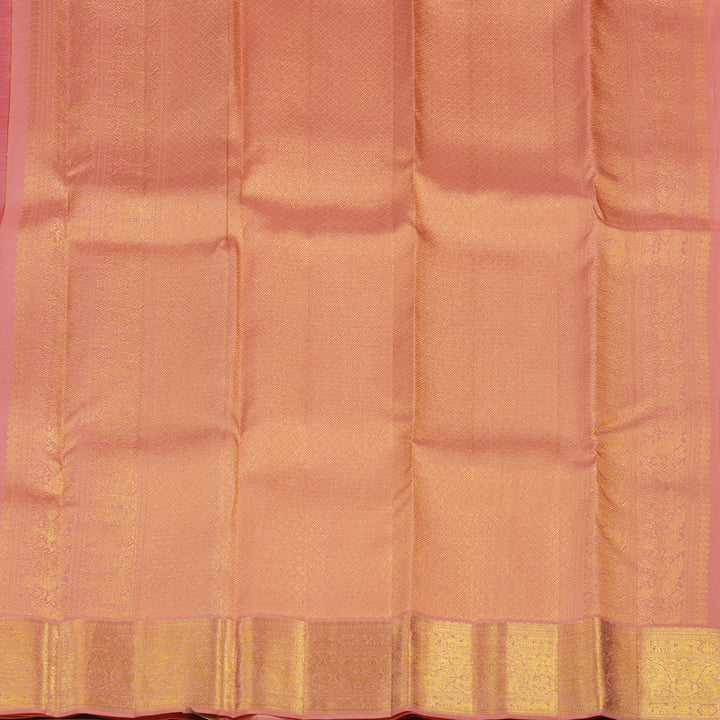Hayagrivas Handloom Red Kanjivaram Silk Saree with Peach Pink Border KBE2247B24-1