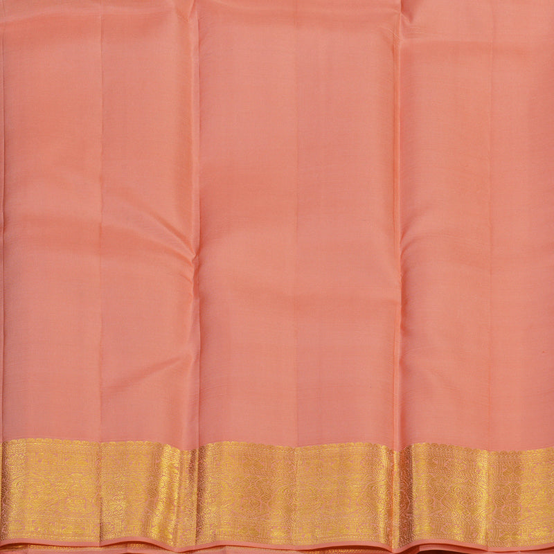 Hayagrivas Handloom Emerald Green Kanjivaram Silk Saree with Peach Pink Border KBE2247B24-3