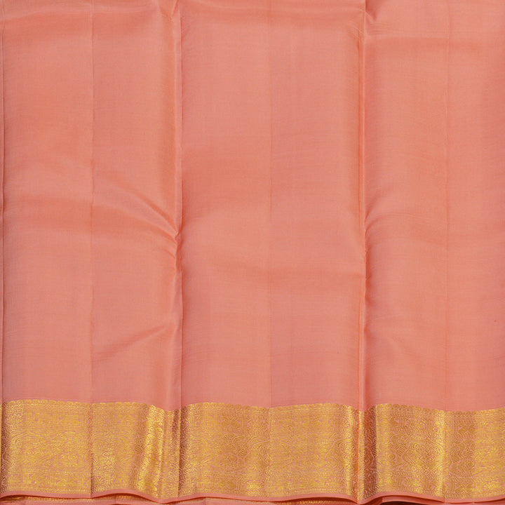 Hayagrivas Handloom Emerald Green Kanjivaram Silk Saree with Peach Pink Border KBE2247B24-3
