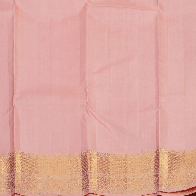 Hayagrivas Handloom Indigo Blue Kanjivaram Silk Saree with Peach Pink Border KBE2251B1-1