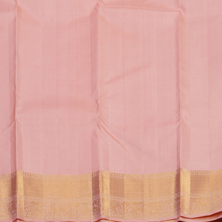 Hayagrivas Handloom Indigo Blue Kanjivaram Silk Saree with Peach Pink Border KBE2251B1-1