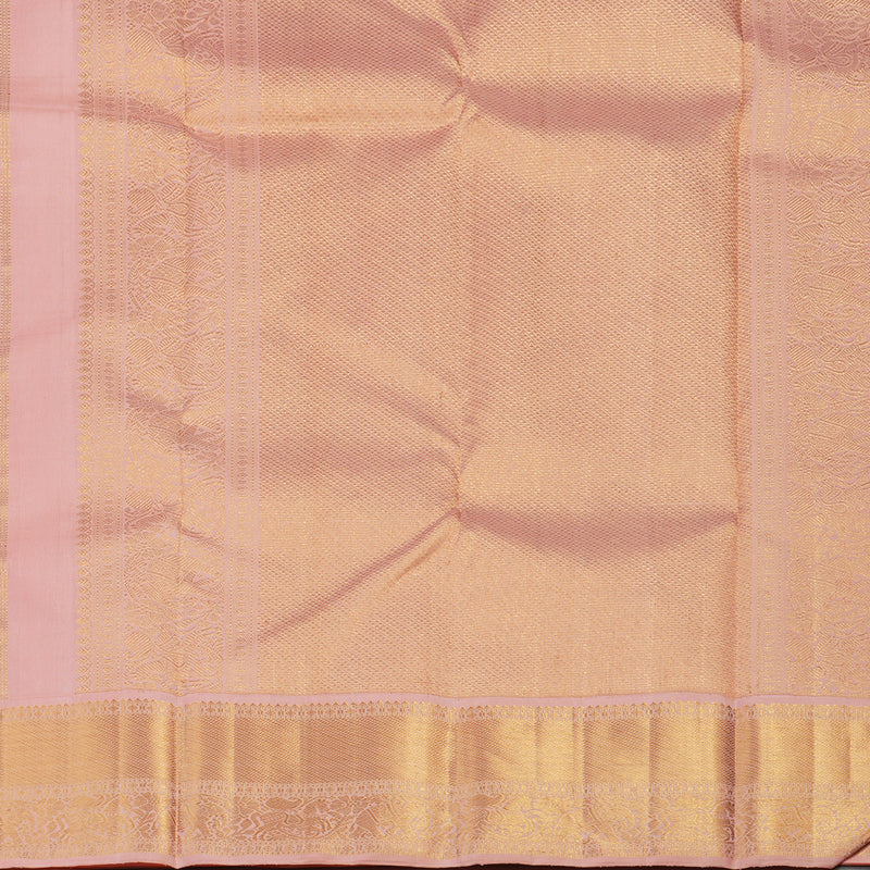Hayagrivas Handloom Indigo Blue Kanjivaram Silk Saree with Peach Pink Border KBE2251B1-1