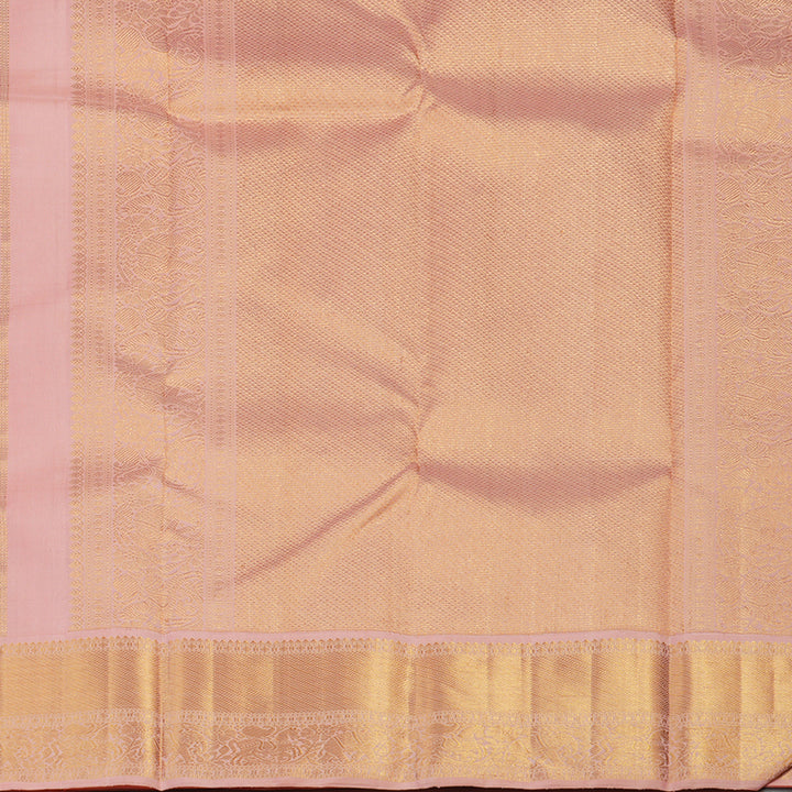 Hayagrivas Handloom Indigo Blue Kanjivaram Silk Saree with Peach Pink Border KBE2251B1-1