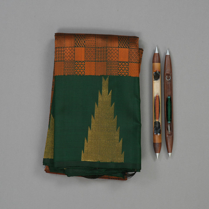 Hayagrivas Handloom Bottle Green Kanjivaram Silk Saree KBE2251B3-1