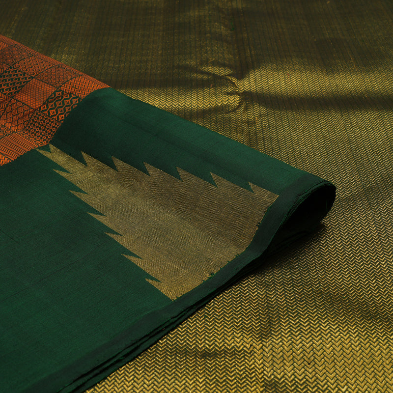 Hayagrivas Handloom Bottle Green Kanjivaram Silk Saree KBE2251B3-1