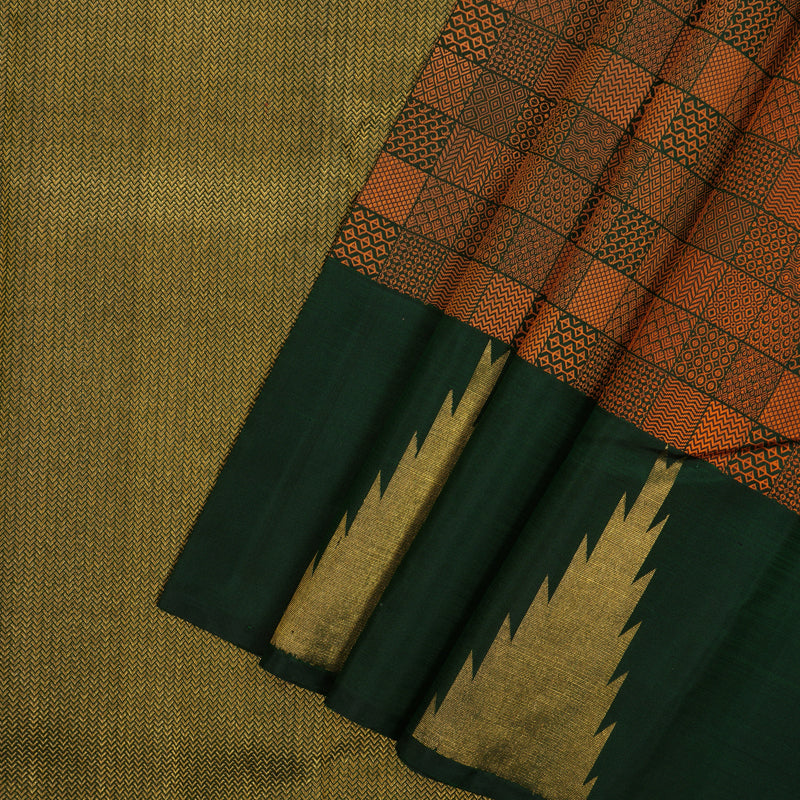 Hayagrivas Handloom Bottle Green Kanjivaram Silk Saree KBE2251B3-1