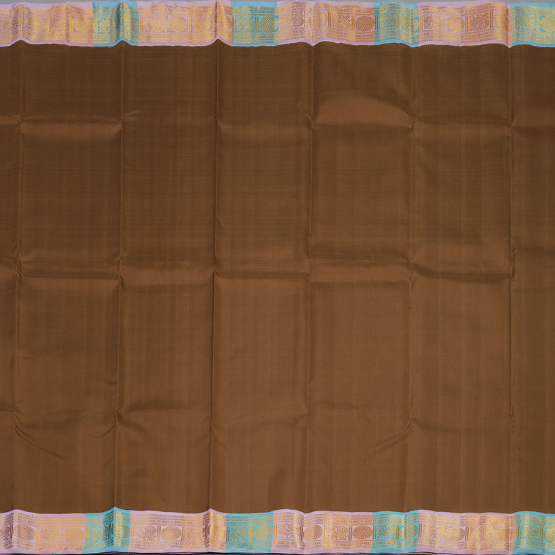 Hayagrivas Handloom Chocolate Brown Kanjivaram Silk Saree with Multicolour Border KBE2251B4-1