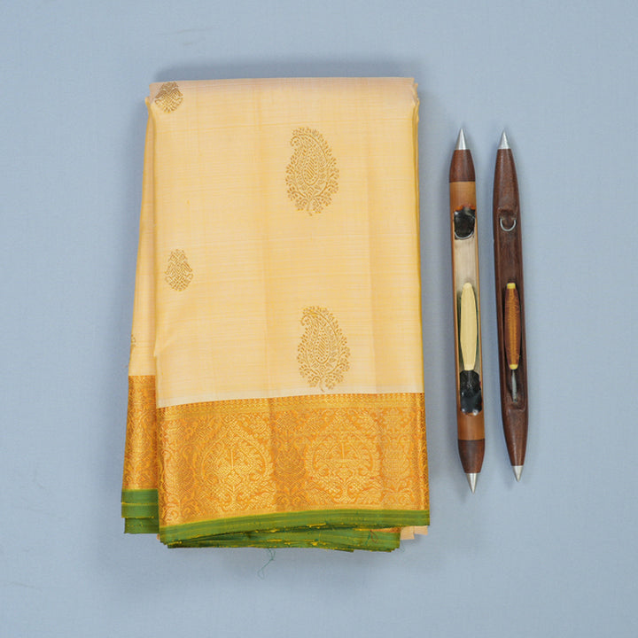 Hayagrivas Handloom Sandal Kanjivaram Silk Saree with Golden Yellow Border KBE2251B5-1