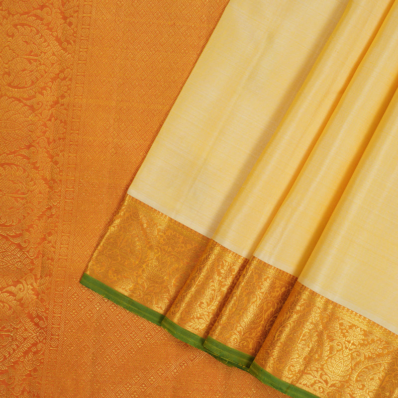 Hayagrivas Handloom Sandal Kanjivaram Silk Saree with Golden Yellow Border KBE2251B5-1