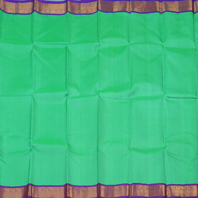 Hayagrivas Handloom Mint Green Kanjivaram Silk Saree with Purple Border KBE2254B1-2
