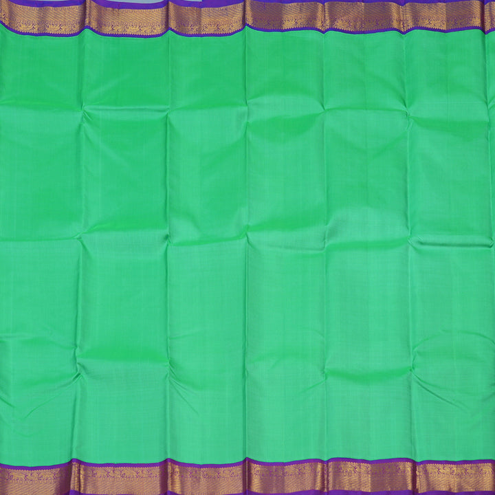 Hayagrivas Handloom Mint Green Kanjivaram Silk Saree with Purple Border KBE2254B1-2
