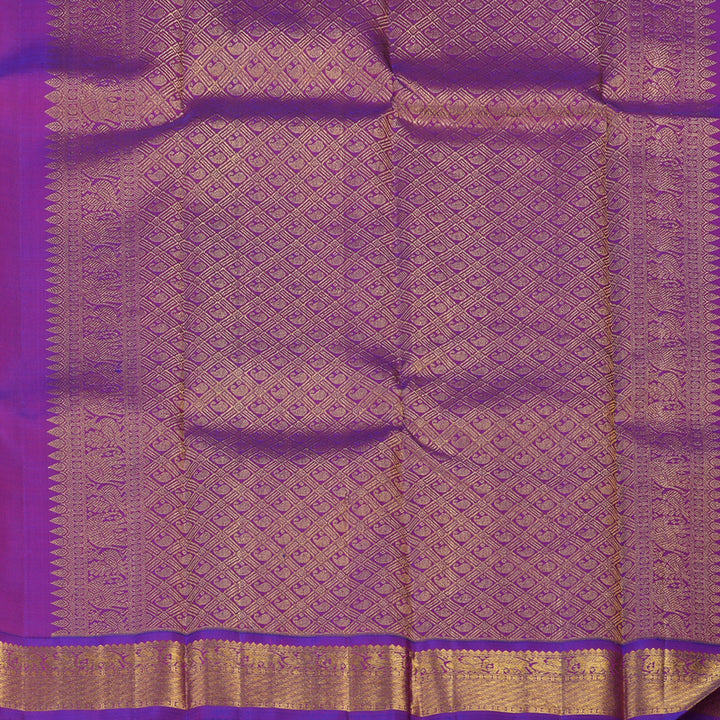 Hayagrivas Handloom Mint Green Kanjivaram Silk Saree with Purple Border KBE2254B1-2