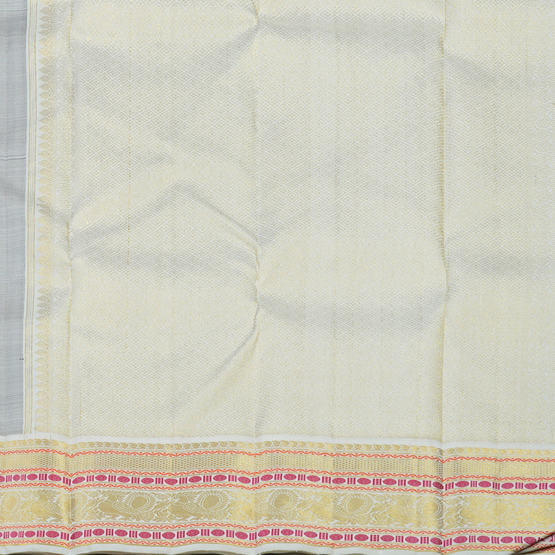 Hayagrivas Handloom Violet Kanjivaram Silk Saree with Half-White Border KBE2254B3-1