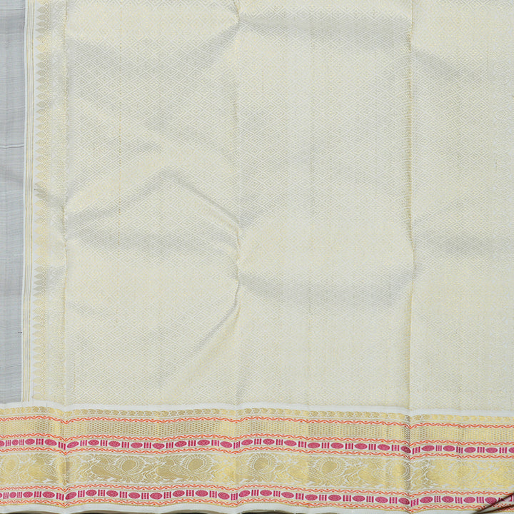 Hayagrivas Handloom Violet Kanjivaram Silk Saree with Half-White Border KBE2254B3-1