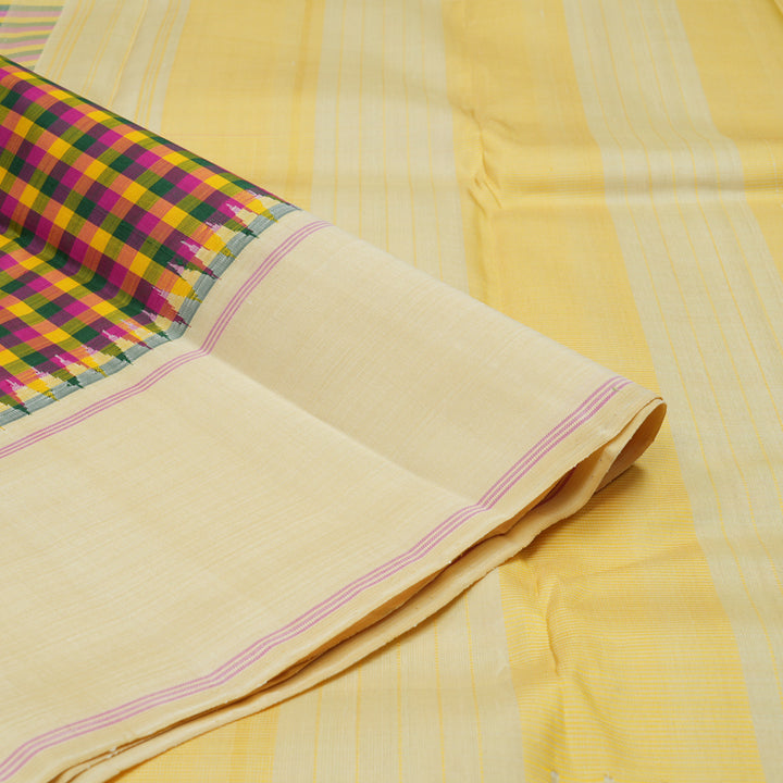 Hayagrivas Handloom Multicolour Checks Kanjivaram Silk Saree with Beige Border KBE2255B3-1