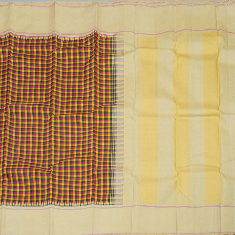 Hayagrivas Handloom Multicolour Checks Kanjivaram Silk Saree with Beige Border KBE2255B3-1