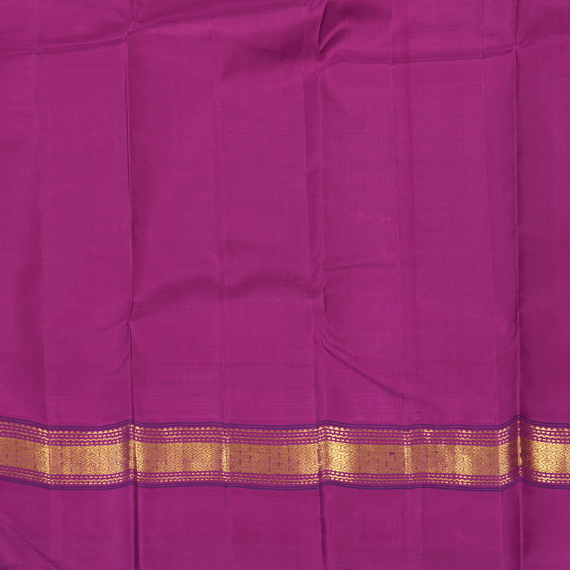 Hayagrivas Handloom Yellow Kanjivaram Silk Saree with Purple Border KBE2256B2-1