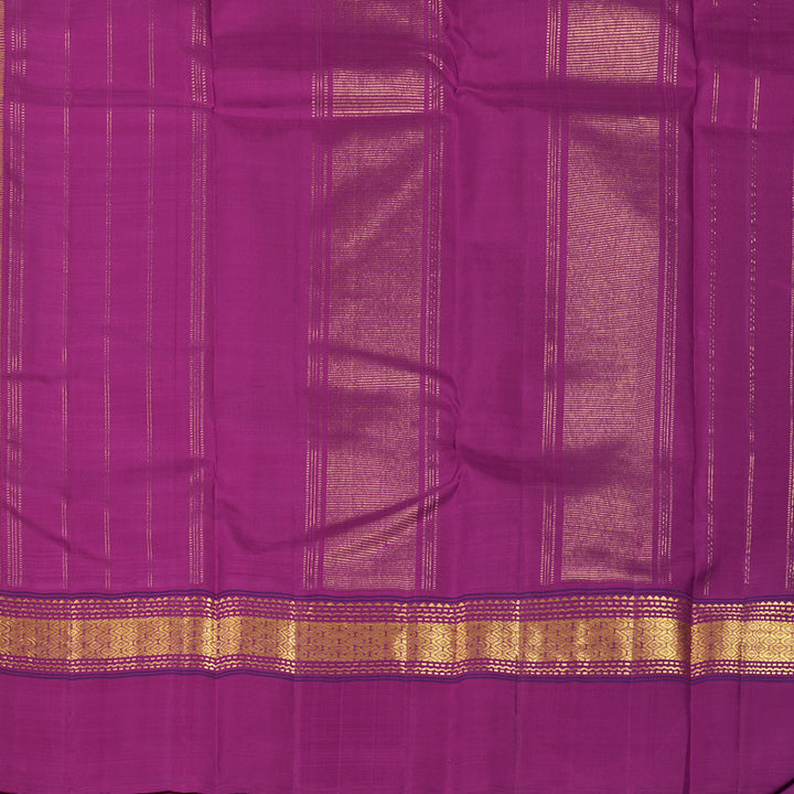 Hayagrivas Handloom Yellow Kanjivaram Silk Saree with Purple Border KBE2256B2-1