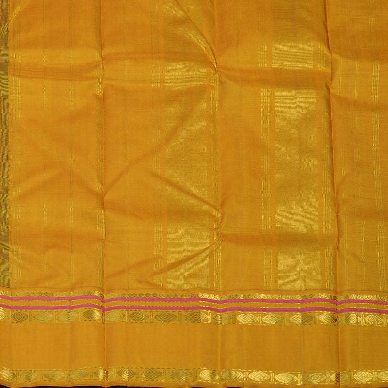 Hayagrivas Handloom Bottle Green Kanjivaram Silk Saree with Mustard Yellow Border KBE2256B3-3