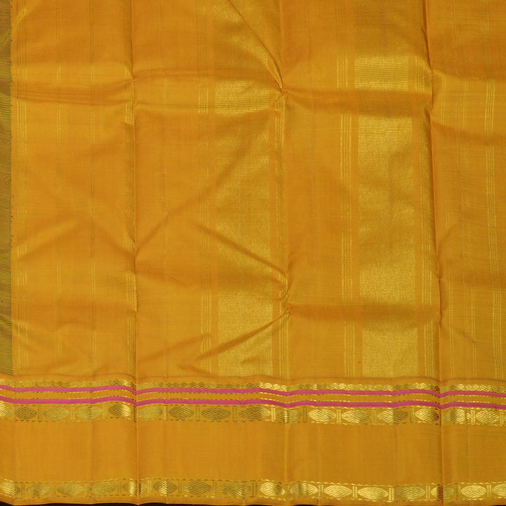 Hayagrivas Handloom Bottle Green Kanjivaram Silk Saree with Mustard Yellow Border KBE2256B3-3